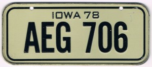 Iowa Bicycle License Plate 78