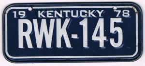 Kentucky Bicycle License Plate 78