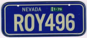 Nevada Bicycle License Plate 1978 ROY496