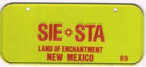 New Mexico Bicycle License Plate 89
