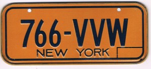 New York Bicycle License Plate 766-VVW
