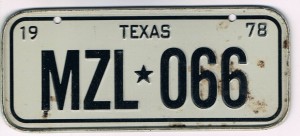 TEXAS Bicycle License Plate 78