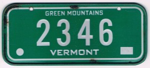 Vermont Bicycle License Plate 2346