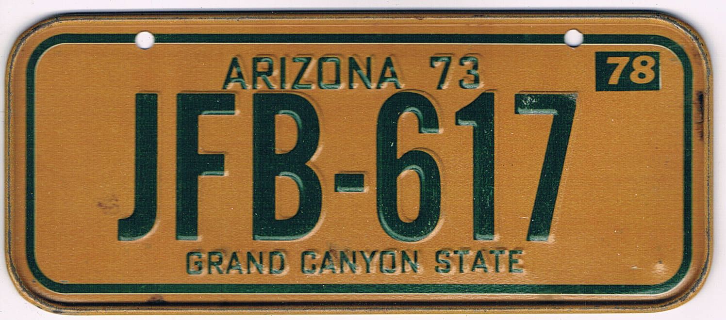 Arizona Bicycle License Plate 1978