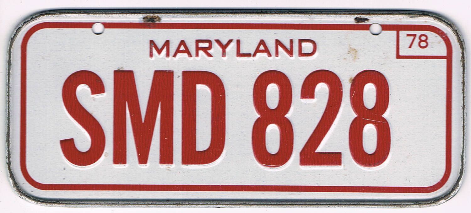 Maryland Bicycle License Plate 78