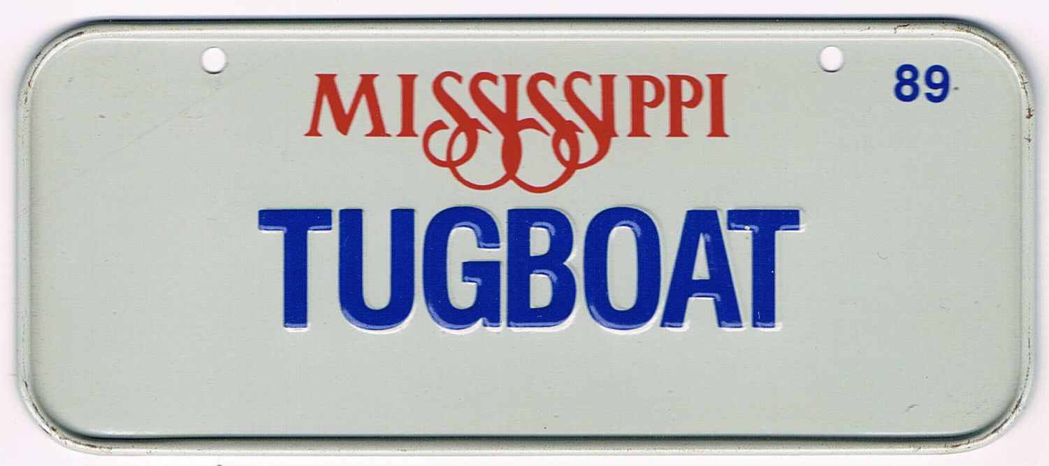 Mississippi Bicycle License Plate 89 Tugboat