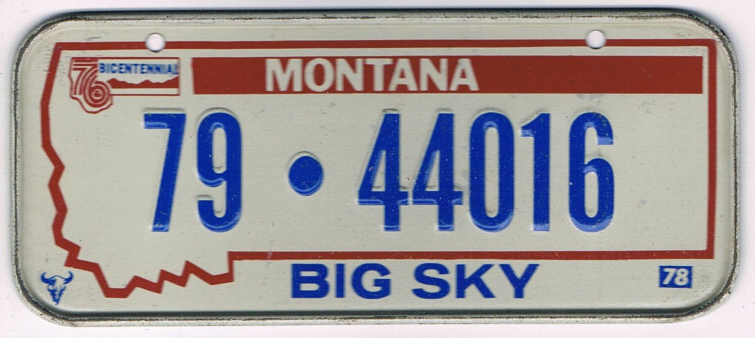 Montana Bicycle License Plate 78