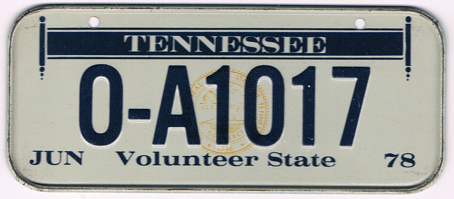 Tennessee Bicycle License Plate 1978