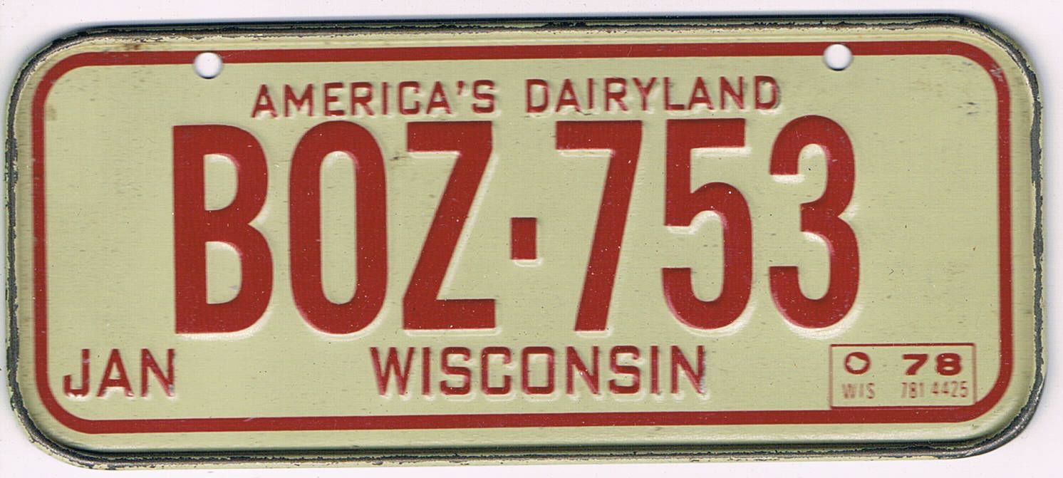Wisconsin Bicycle License Plate 78